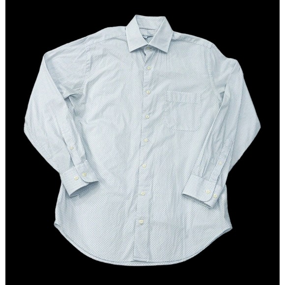 Peter Millar White Blue Dots Button Up Shirt Medium Long Sleeve Cotton Collared - Picture 2 of 10